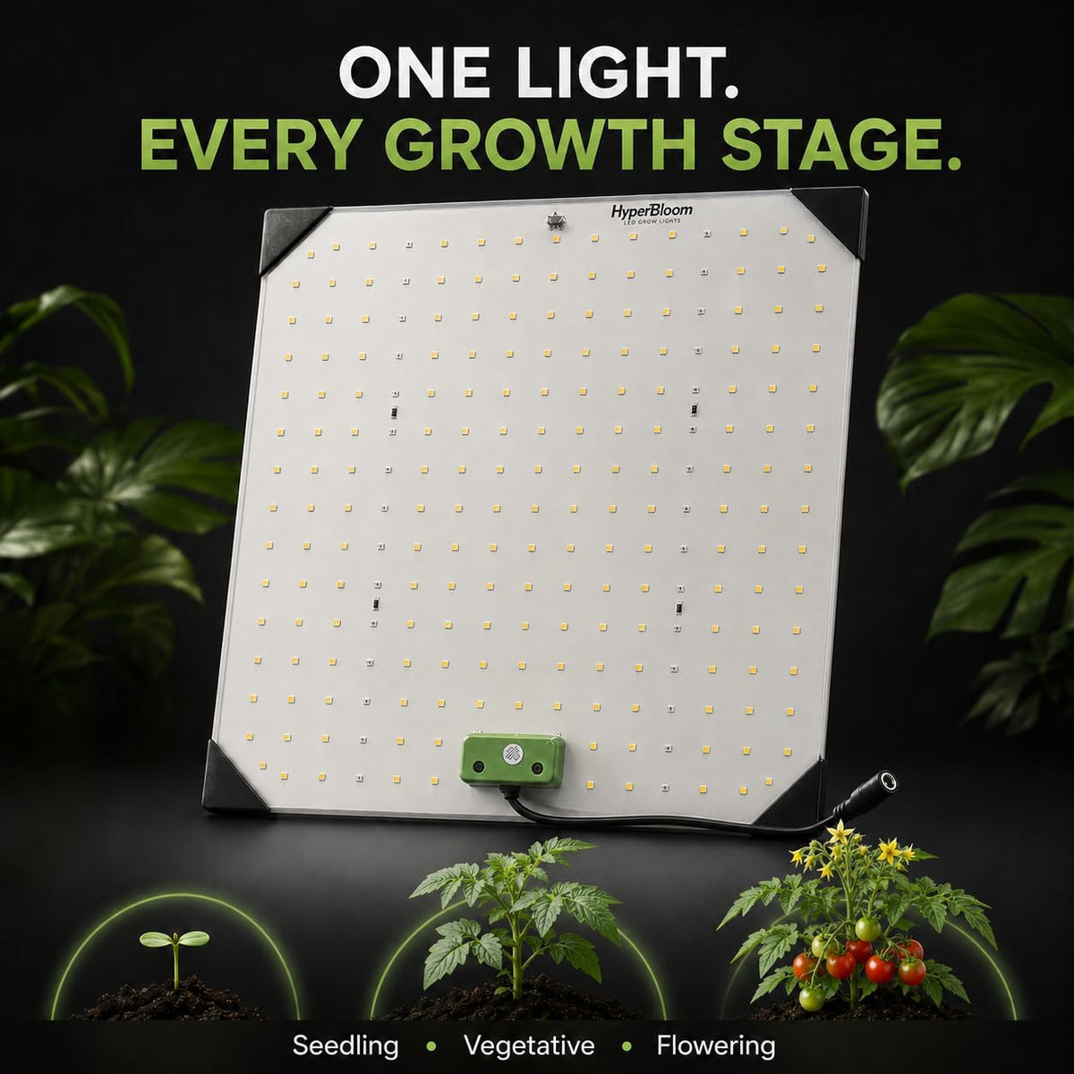 HyperBloom 850W Equivalent LED Grow Light for Indoor Plants, 12x12 Coverage Hanging Grow Lamp with Veg & Bloom Switches, Full Spectrum LED Plant Light for Seedling, Vegetative & Flowering Stages