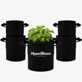 HyperBloom 5-Pack 1 Gallon Fabric Grow Pots with Handles for Indoor & Outdoor Plants, Heavy Duty Nonwoven Grow Bags for Air Pruned Roots, Breathable Reusable Plant Containers for Vegetables, Herbs & Hydroponics