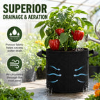HyperBloom 5-Pack 1 Gallon Fabric Grow Pots with Handles for Indoor & Outdoor Plants, Heavy Duty Nonwoven Grow Bags for Air Pruned Roots, Breathable Reusable Plant Containers for Vegetables, Herbs & Hydroponics